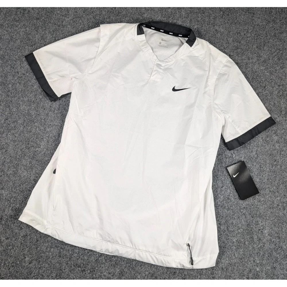 Nike Softball Short Sleeve Lighweight Windshirt Womens Small White‎ NWT